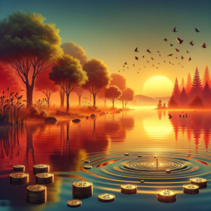 A serene landscape with golden light to signify abundance and prosperity