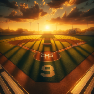 A serene baseball diamond illuminated by a stunning sunset, symbolizing the potential for positive change in a player's journey.