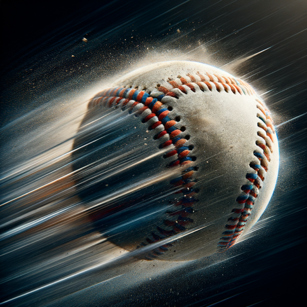 A baseball captured in motion as it speeds through the pitch