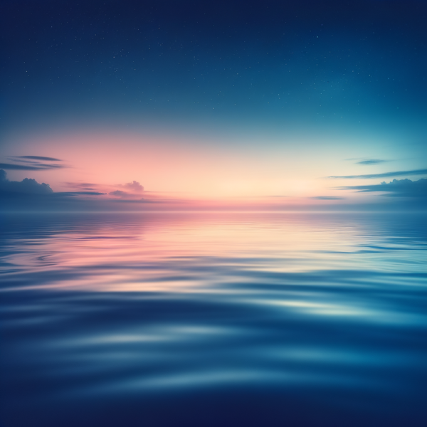 Calm ocean scene at twilight promoting relaxation and peace