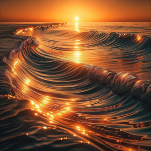 Gentle ocean waves during sunset symbolizing relaxation and peace