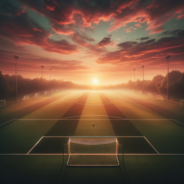 peaceful view of a soccer field with calming atmosphere