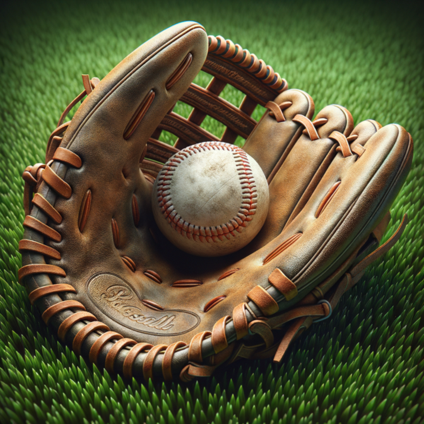 A close-up view of a baseball glove holding a ball