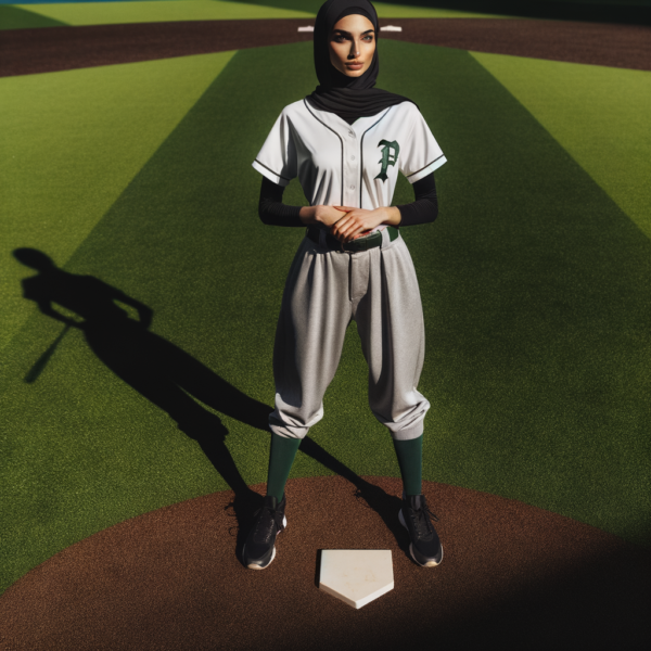 Athlete confidently standing on a baseball field, ready to play