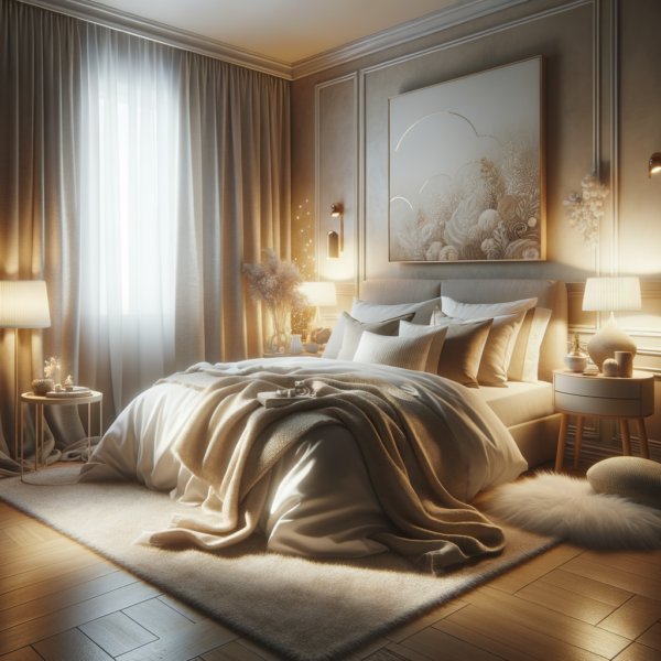 Relaxing bedroom atmosphere with soft lighting