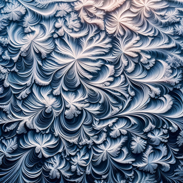 Intricate patterns formed on an ice surface under natural lighting