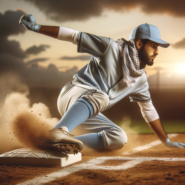 Dust cloud rising from a baseball player sliding into base