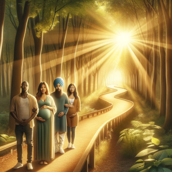 Blissful pathway leading to the future, symbolizing the journey of childbirth