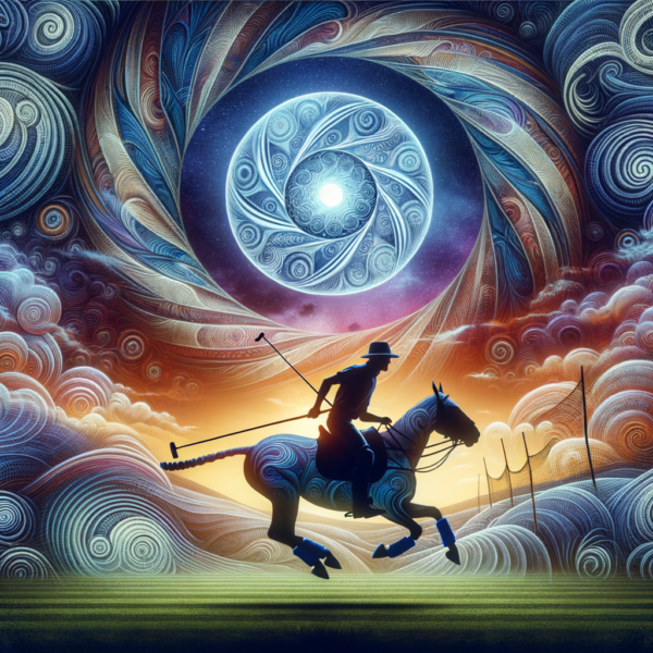 Artistic representation of a player mastering polo through hypnosis