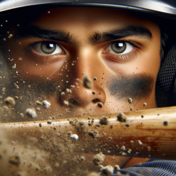 Intense focus of a baseball player during a game