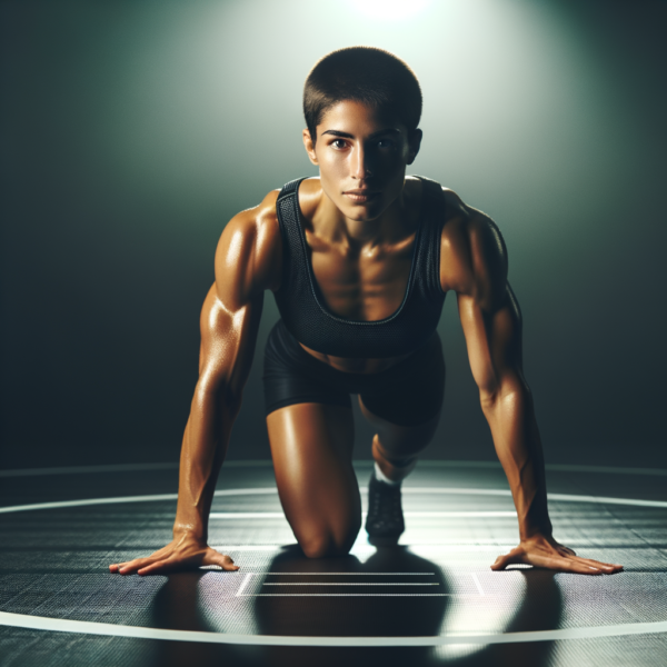 Wrestler confidently standing on the mat