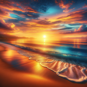 Ocean waves at sunset symbolizing tranquility