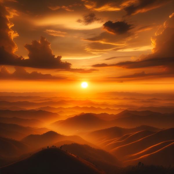 Golden sunset over calm landscape symbolizing inner peace