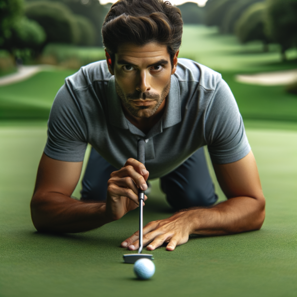 golfer confidently executing a putt on a serene green