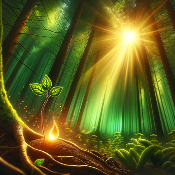 illustration of a seedling growing into a tall tree symbolizing personal growth