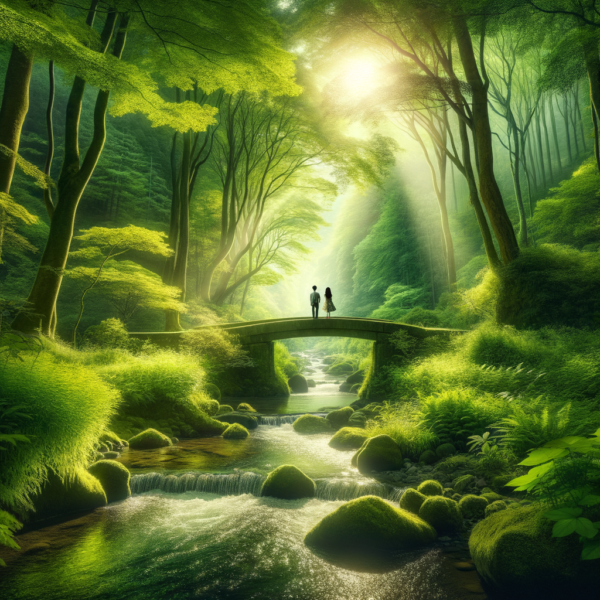 Peaceful forest stream to represent calm and balance in nature