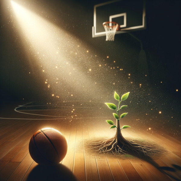 Imaginative representation of personal growth in basketball