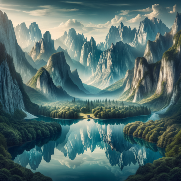 Reflective mountain landscape symbolizing peace and clarity