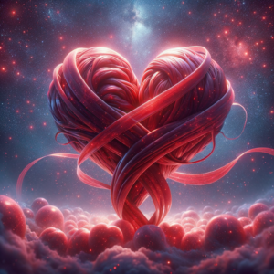 Visualization of connected hearts wrapped in soft, intertwining ribbons