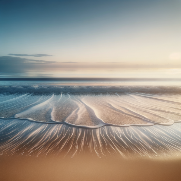 Waves gently crashing on a beach, symbolizing relaxation and hypnosis