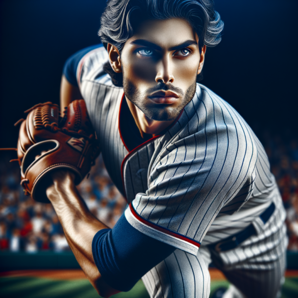 A baseball player in the striking moment of pitching or batting, symbolizing confidence and focus.