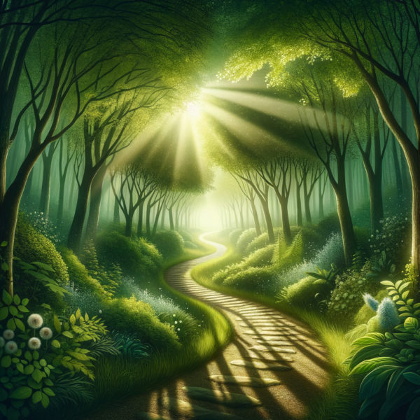 Natural path through a forest symbolizing journey to wellness