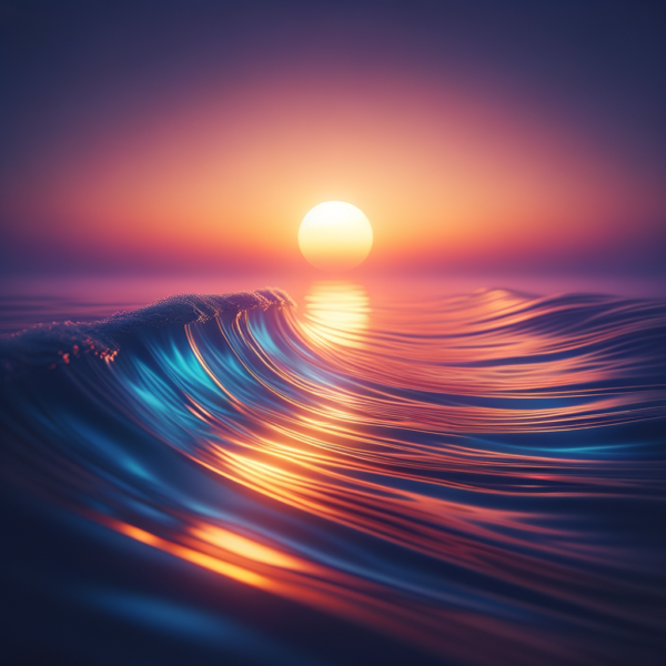 calm ocean waves at sunset with hypnotic visuals