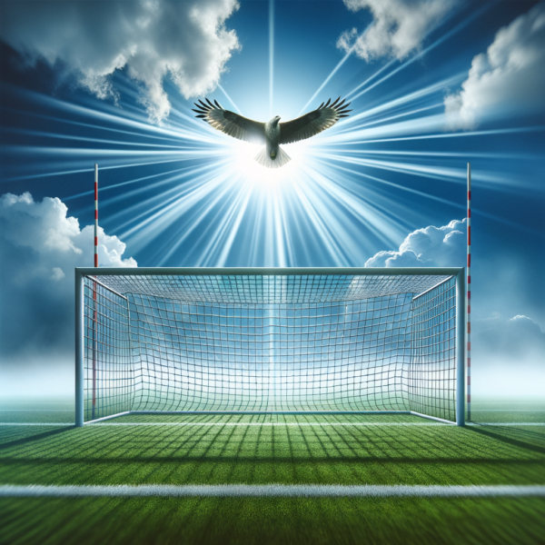 Illustrative image of clear skies over a soccer field symbolizing mental clarity