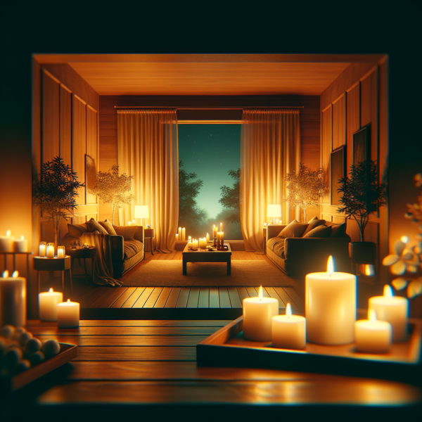 Peaceful room with dim lighting and aromatic candles