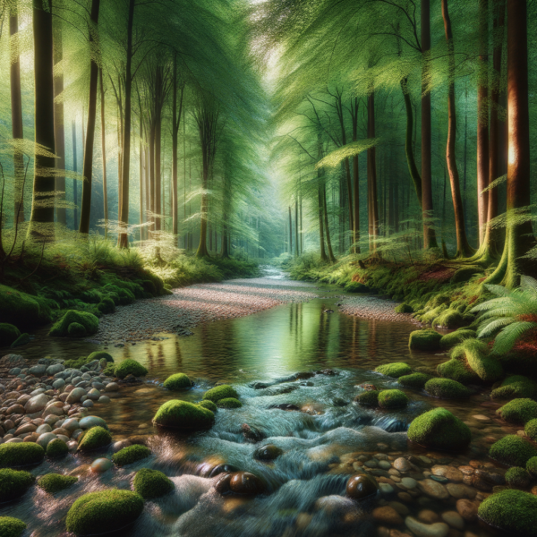 Enchanting forest stream for immersive audio experience