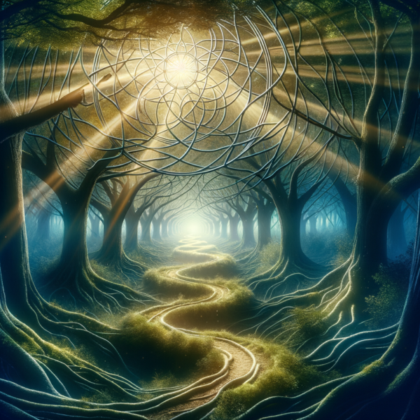 Mystical forest path symbolizing the journey of leadership growth