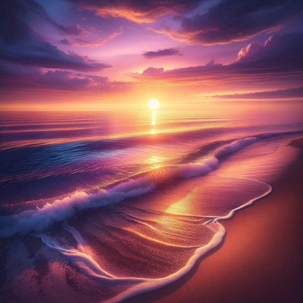 Gentle ocean waves at sunset for mental relaxation