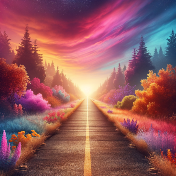 Open road stretching towards the horizon, symbolizing a journey of sobriety