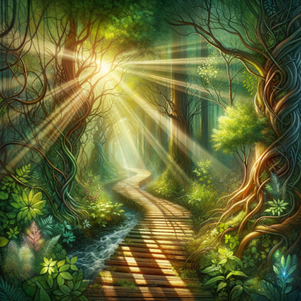 A winding path through a tranquil forest symbolizing the journey to closer connections