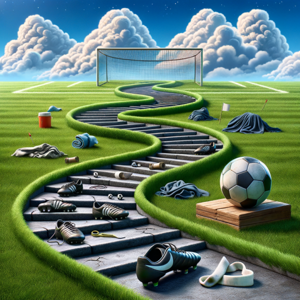 symbolic path leading to soccer success depicted with a soccer ball at the end