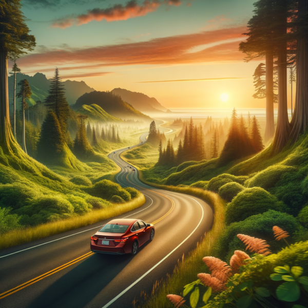 A calming scene with open roads and nature