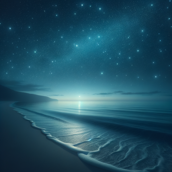 Calming ocean waves under a clear, starry night for better sleep