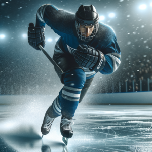 Ice hockey player in motion on rink