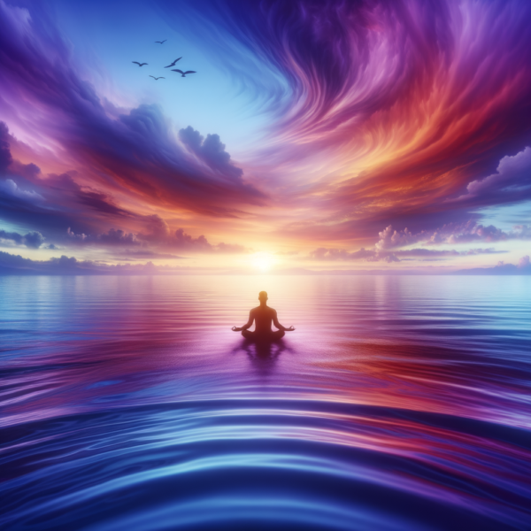 Visual of a calm ocean at sunset representing peace, confidence, and self-belief