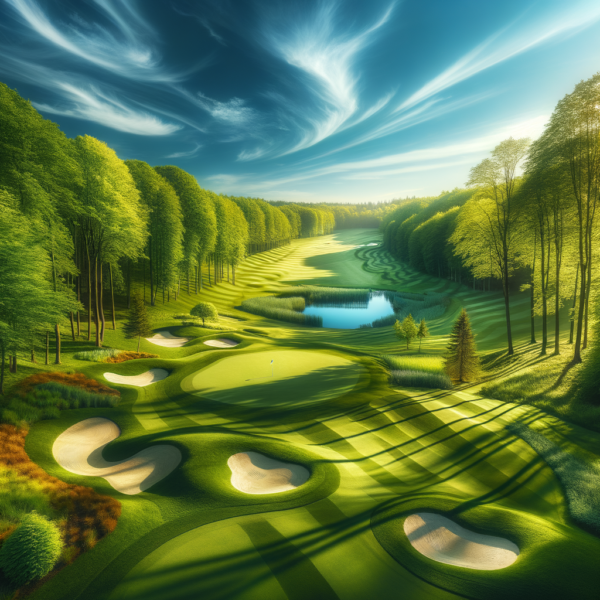 a tranquil golf course surrounded by nature