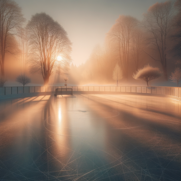 peaceful ice rink with morning light