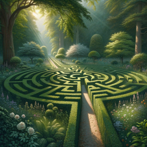 Calming labyrinth path symbolizing pain management journey