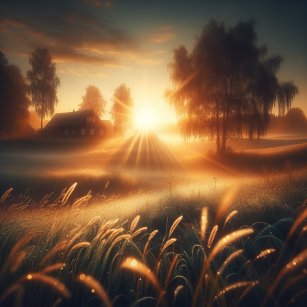 tranquil countryside with soothing sunrise for relaxation and self-acceptance