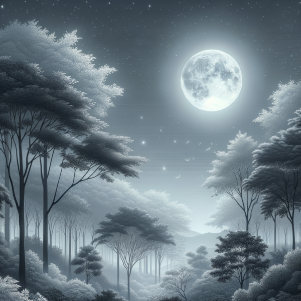 Tranquil nighttime forest setting