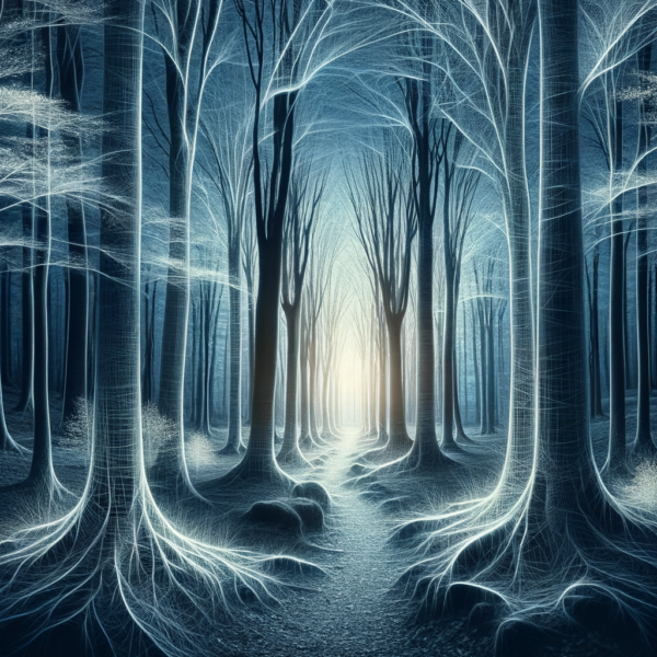 Tranquil forest during nighttime