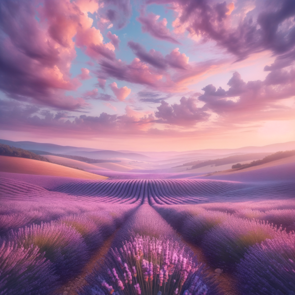 Endless lavender field under a calming sky