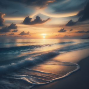 peaceful ocean waves during sunset for deep relaxation