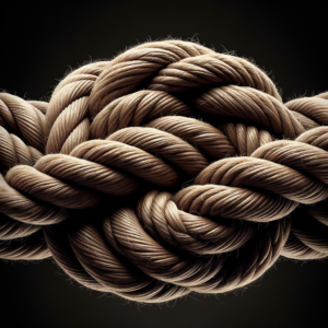 A tightly tied knot in a rope symbolizing relational stress.