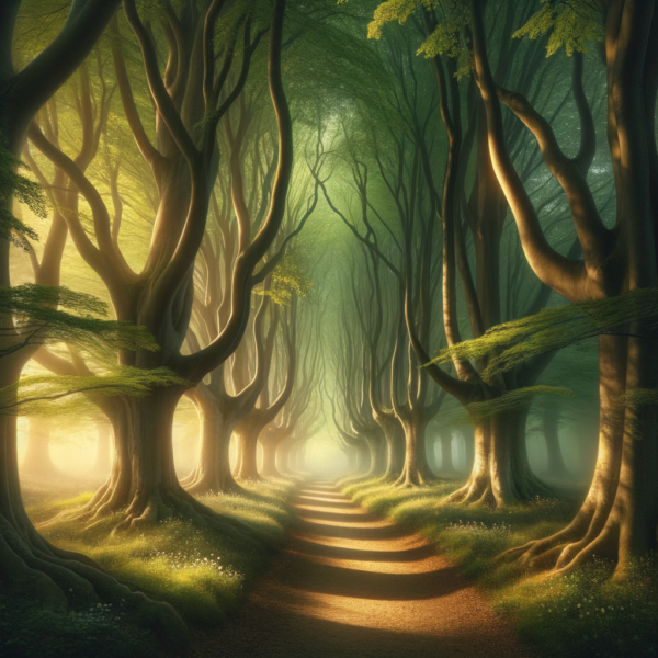 Pathway through a quiet forest symbolizing a journey of self-discovery