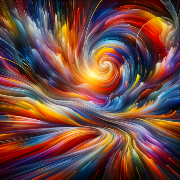 Abstract flow of vibrant colors representing harmonious energy